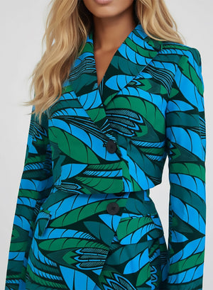 Conjunto de Falda Elástica y Americana Crop Top Jungle Leaves