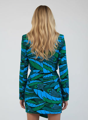 Conjunto de Falda Elástica y Americana Crop Top Jungle Leaves