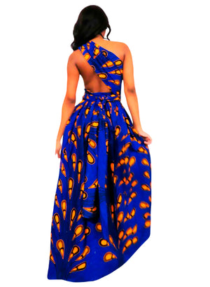 Vestido Azul Maxi Infinity Con Tirantes Cruzados