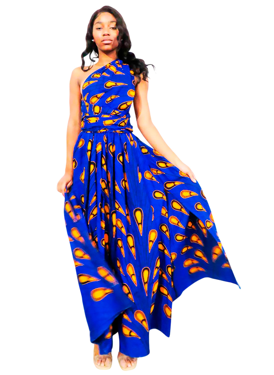 Vestido Azul Maxi Infinity Con Tirantes Cruzados