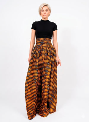 Vestido Brown-Yellow Maxi Infinity Con Tirantes Cruzados