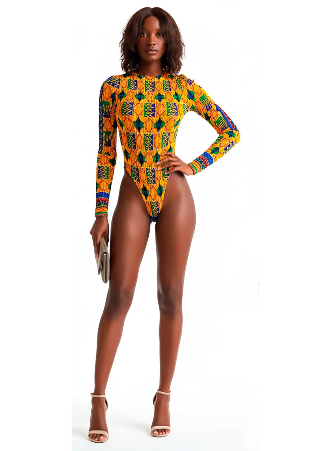 Body camiseta de tela elástica kente Adja.