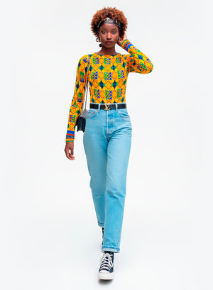 Body camiseta de tela elástica kente Adja.