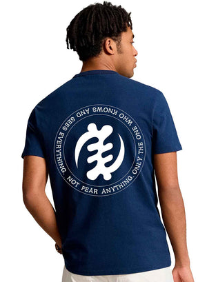 Camiseta Unisex de Algodón Azul Marino Con Logo SUESES Grande Bordado.