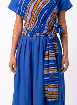Vestido Largo Infinity Maxi de Lino Azul. Caña de Azúcar