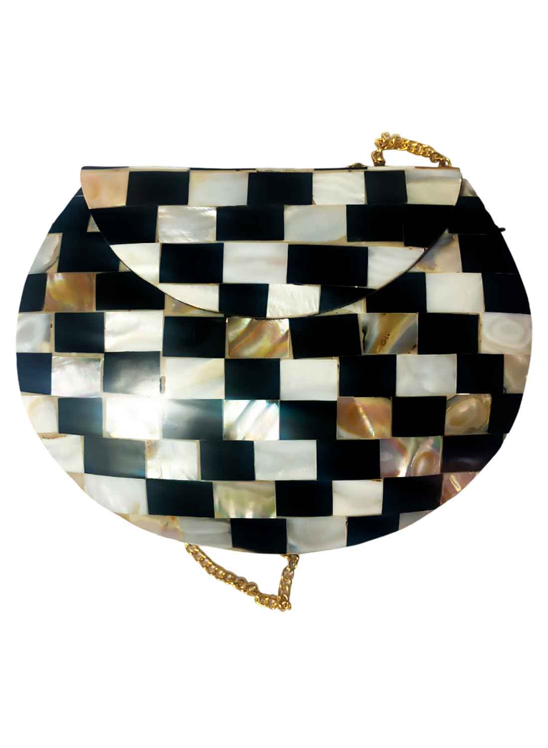 Bolso Artesanal Único en Mosaico de Nácar. Estilo Vintage. 