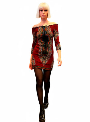 Vestido artesanal de tela elástica con mangas Dashiki 2.