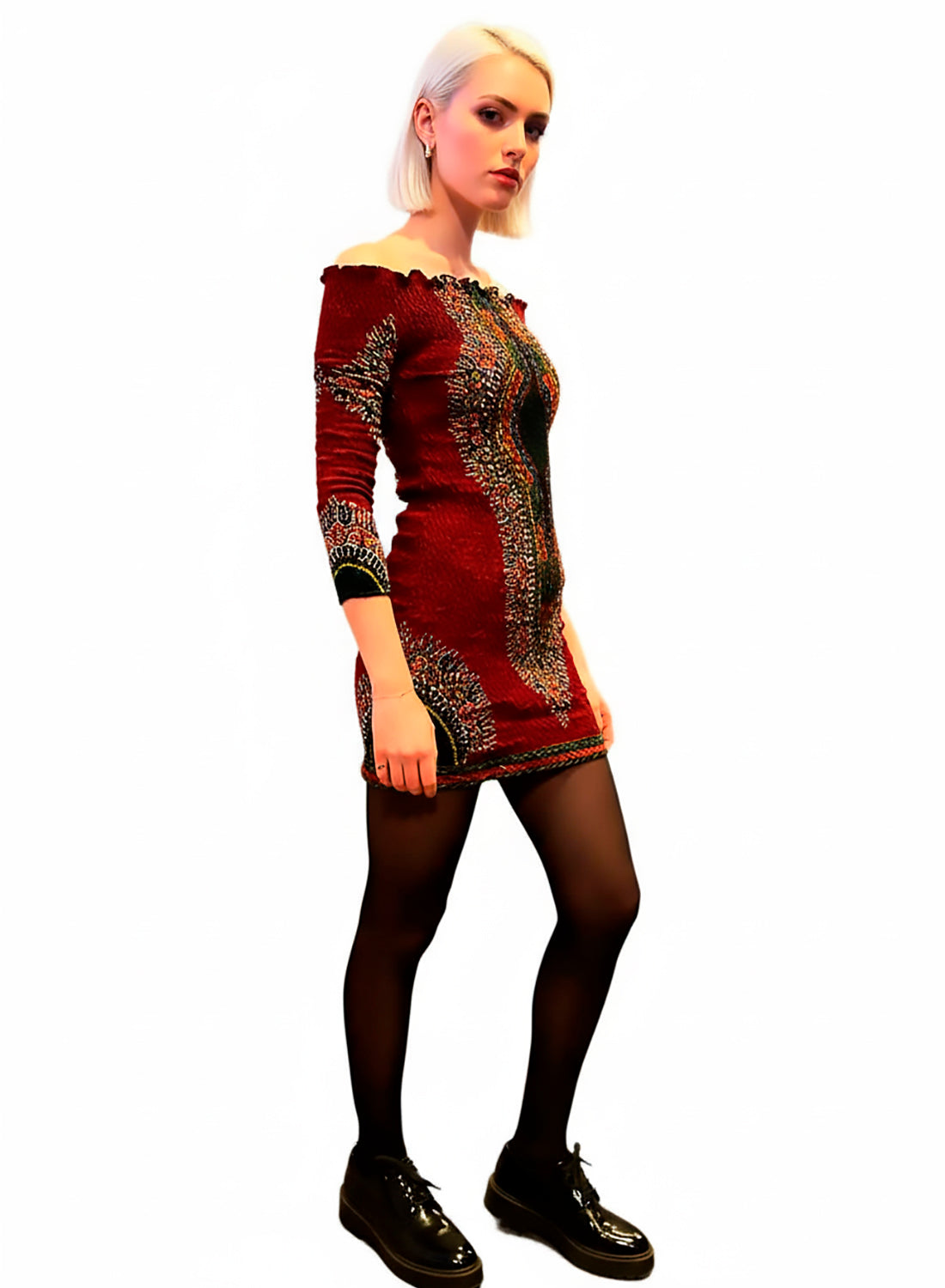 Vestido artesanal de tela elástica con mangas Dashiki 2.