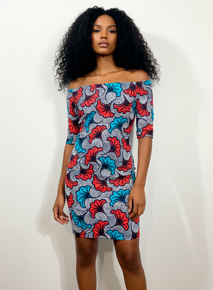 Vestido artesanal de tela elástica con mangas Tribal 22.