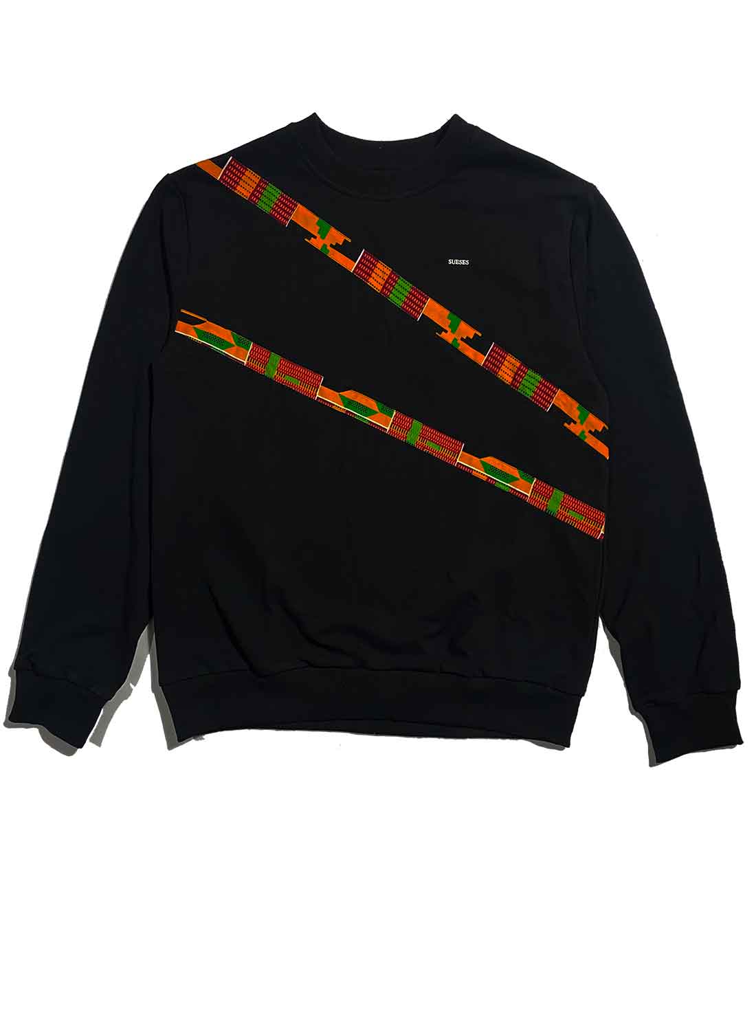 Sudadera Unisex Negra de Algodón con Kente.