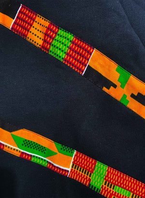 Sudadera Unisex Negra de Algodón con Kente.