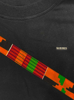 Sudadera Unisex Negra de Algodón con Kente.