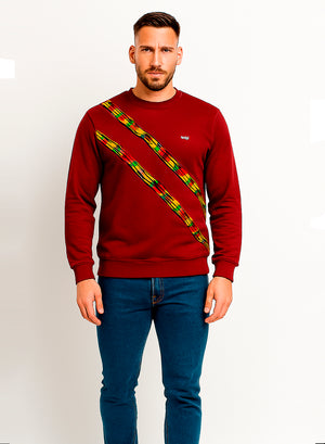 Sudadera Unisex Rojo Burdeos de Algodón con Kente.