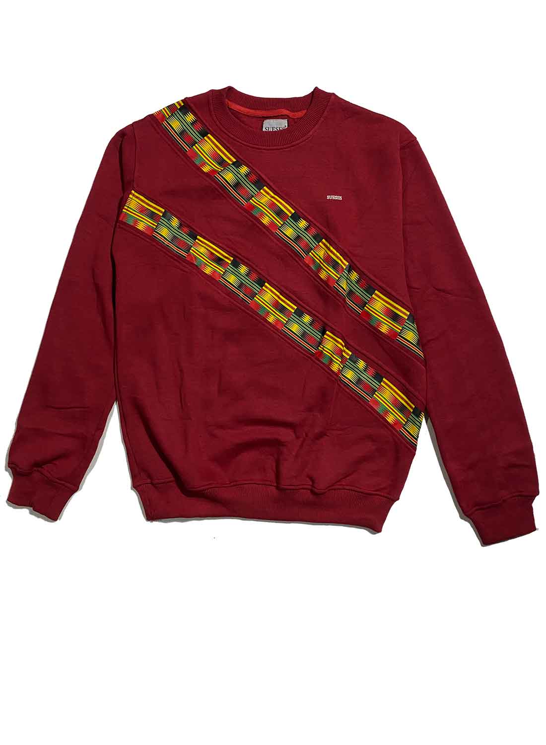 Sudadera Unisex Rojo Burdeos de Algodón con Kente.