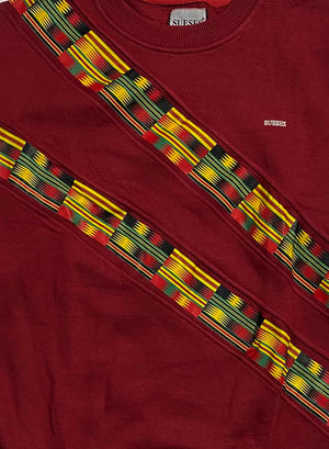 Sudadera Unisex Rojo Burdeos de Algodón con Kente.