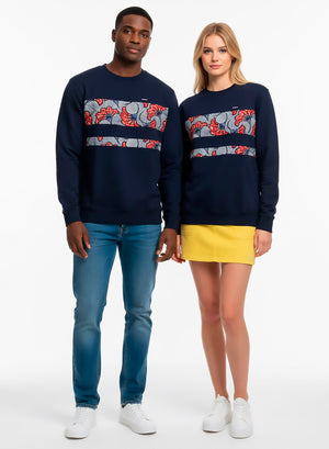 Sudadera Unisex de Algodón Azul Marino con Wax ““Flores de boda”