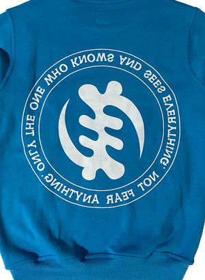 Sudadera de Algodón Azul Oceánico con Símbolo Gye Nyame