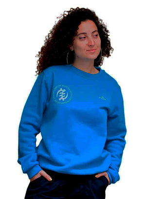 Sudadera Unisex de Algodón Azul Oceánico con Símbolo Gye Nyame