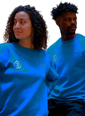 Sudadera Unisex de Algodón Azul Oceánico con Símbolo Gye Nyame