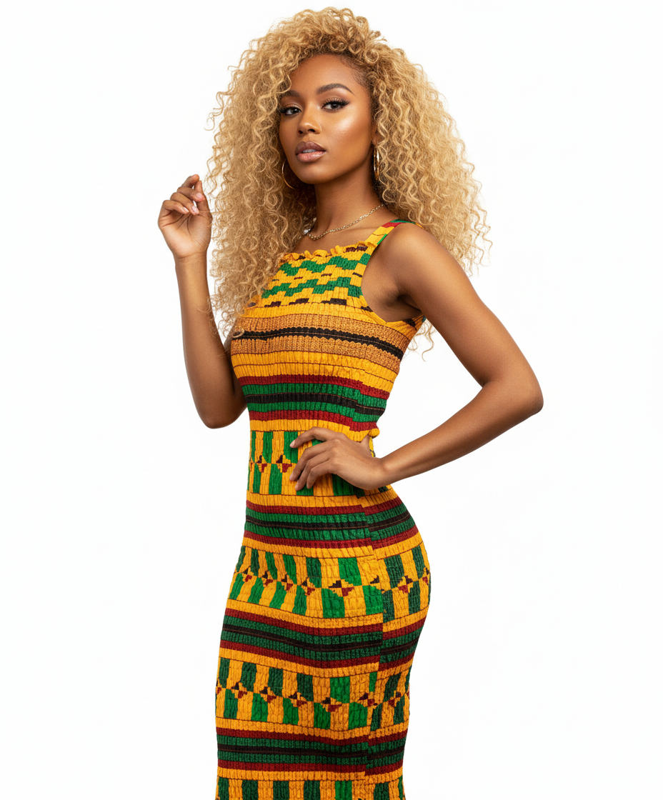 Vestido artesanal realizado en tela elástica. Sabella.