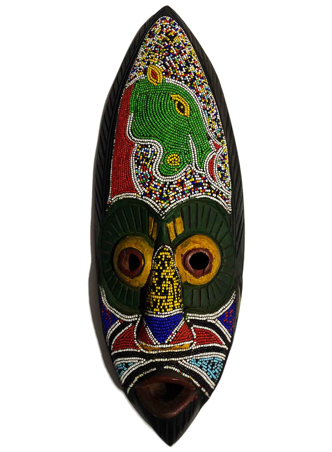 Máscara Africana de Ghana con Bolitas de Cristal Incrustadas