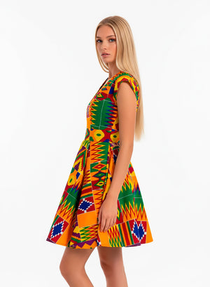 Elegante Vestido Kente Tradicional sin Mangas